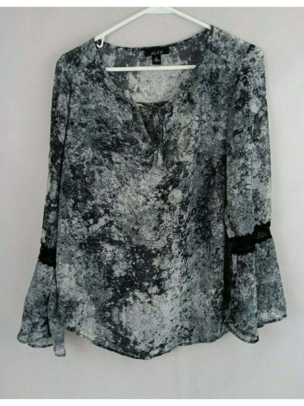 Alyx Women's Black & White Sheer Blouse Size Medium